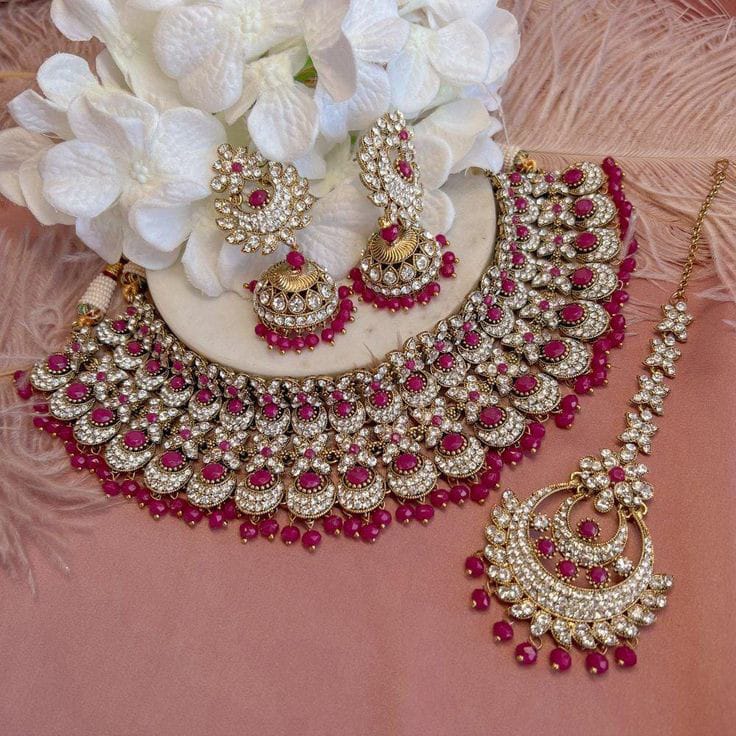 Beautiful Pink & Golden Chokers Set Stylish Accessory for Every Season